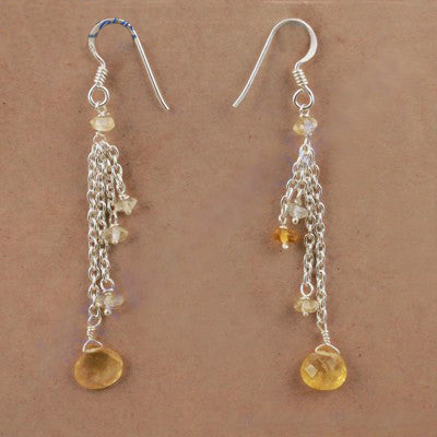 925 Silver Citrine Dangle Earrings for Women | Gemstone Jewelry