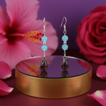 Load image into Gallery viewer, 925 Silver Blue &amp; Smoky Quartz Dangle Earrings for Women
