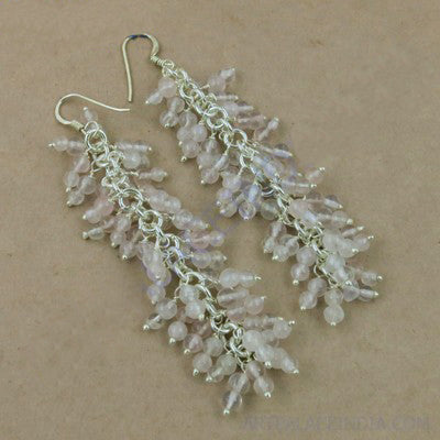Rose Quartz Drop Earrings in Sterling Silver | For Women