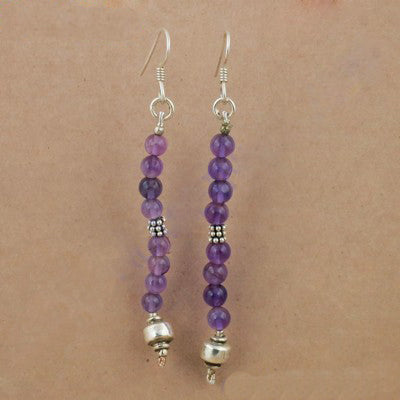 925 Silver Amethyst Drop Earrings for Women | Daily Wear