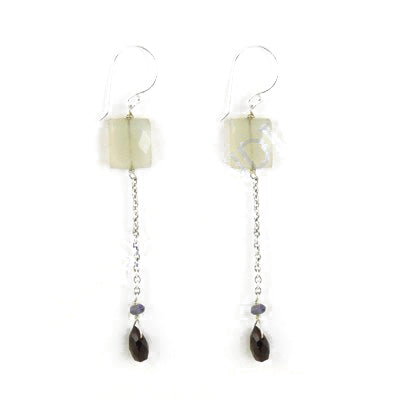 Silver Dangle Earrings with Smokey Quartz | Women's Fashion Jewelry