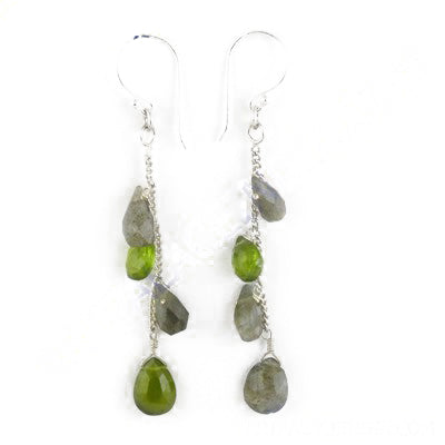 925 Silver Peridot & Labradorite Dangle Earrings for Women