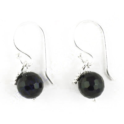 Black Onyx Bead Drop Earrings | 925 Sterling Silver | For Women