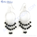 Load image into Gallery viewer, 925 sterling silver chandelier earrings featuring black beads. Elegant dangle earrings for women.
