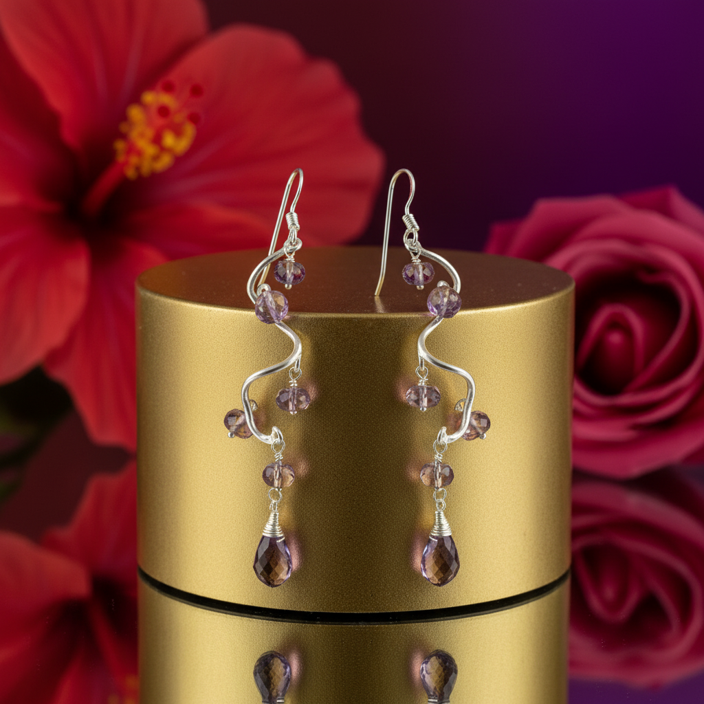 925 Silver Amethyst Drop Earrings | Women's Dangle Jewelry