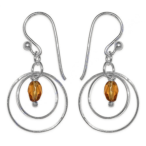 Silver Dangle Earrings with Amber Stone | Women's Jewelry Gift
