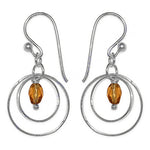 Load image into Gallery viewer, Silver Dangle Earrings with Amber Stone | Women's Jewelry Gift
