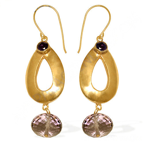 gold plating Teardrop Amethyst Earrings for Women | Dangle Earrings