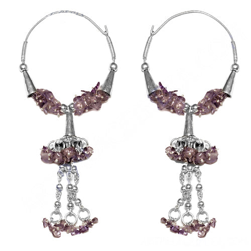 925 Silver Amethyst Hoop Earrings for Women | Gemstone Jewelry
