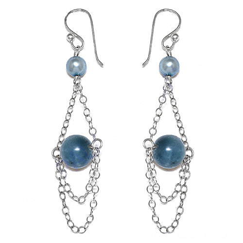 Silver Blue Gemstone Drop Earrings for Women | Dangle Jewelry