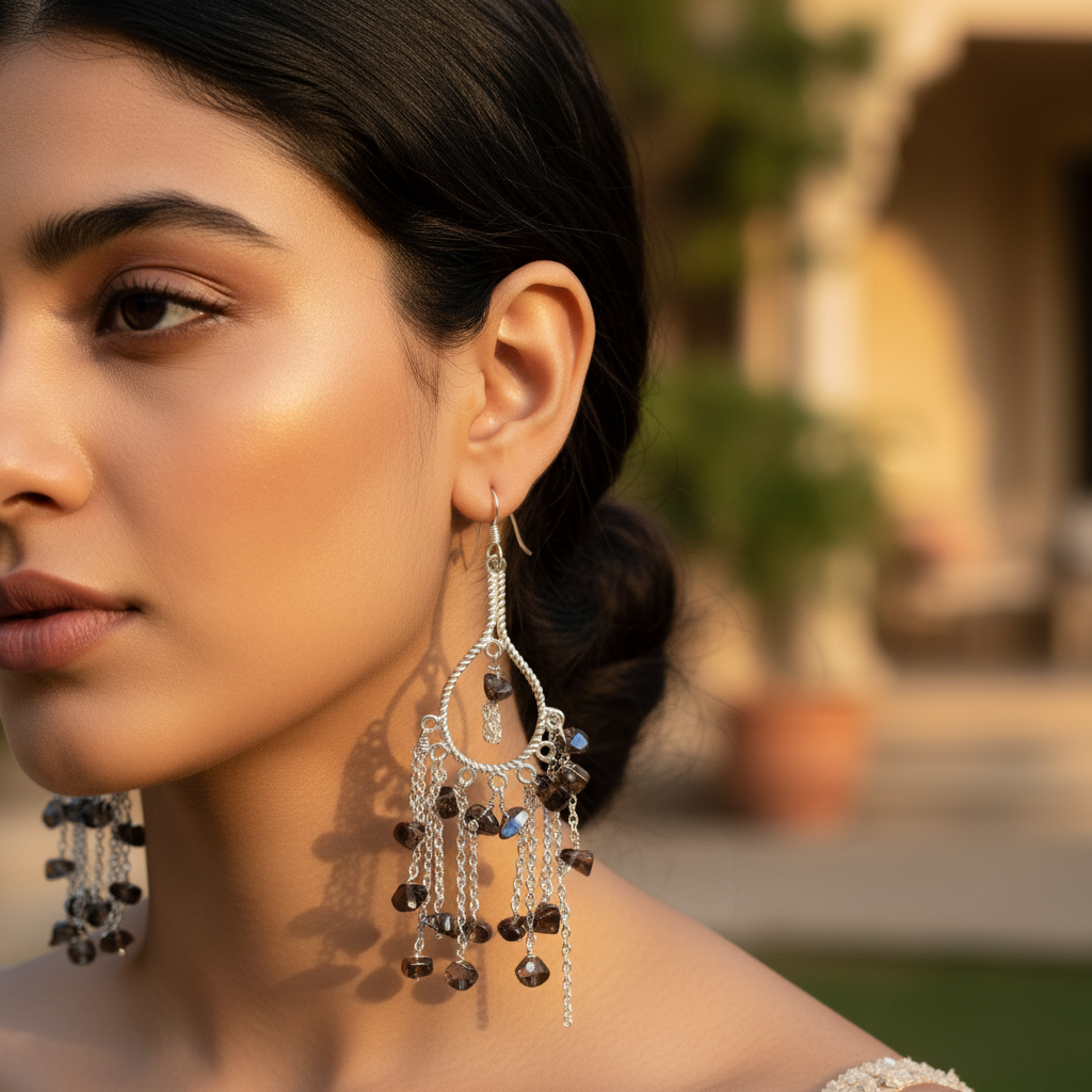 925 Silver Smoky Quartz Dangle Earrings | Women's Fashion Jewelry