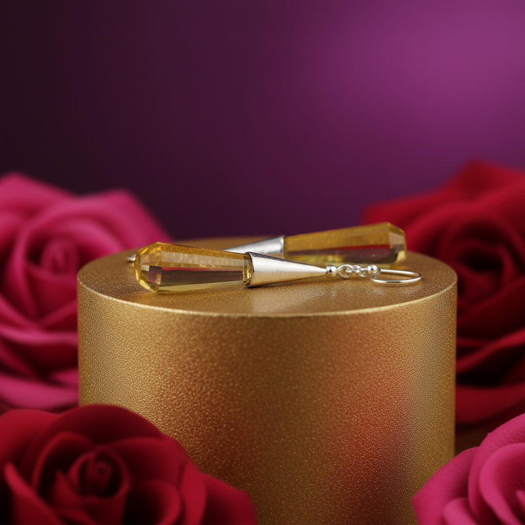 Yellow Crystal Dangle Earrings | Sterling Silver | Women's Jewelry