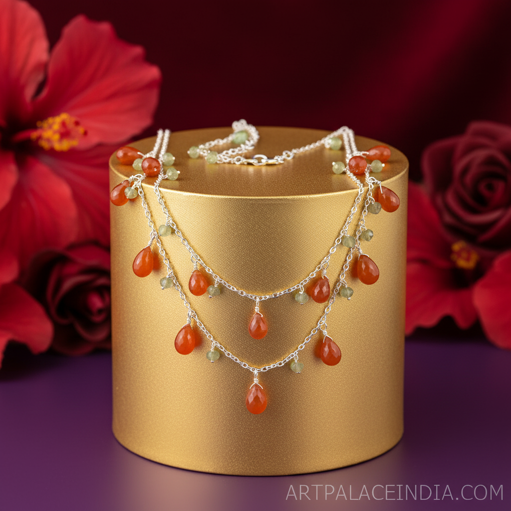 925 Silver Carnelian Necklace for Women | Gemstone Jewelry