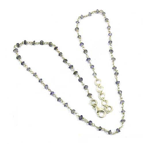 Silver Iolite Beaded Necklace for Women | Daily Wear Jewelry