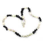 Load image into Gallery viewer, Pearl &amp; Black Stone Necklace | Sterling Silver | Women's Jewelry
