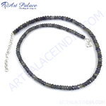 Load image into Gallery viewer, Iolite beaded necklace in sterling silver with blue and violet gemstones.
