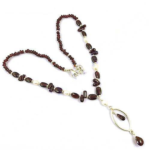 Garnet & Pearl Necklace for Women | Art Palace Jewelry