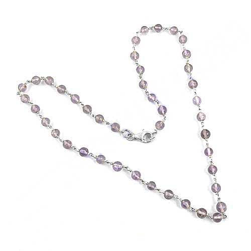 925 Silver Rose Quartz Beaded Necklace for Women | Gift