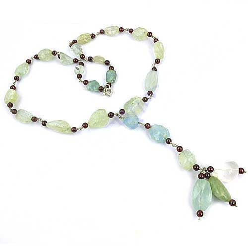 Aquamarine Gemstone Beaded Necklace | Handmade Women's Jewelry