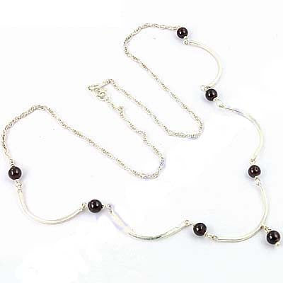 925 Silver Black Gemstone Necklace for Women | Elegant Jewelry