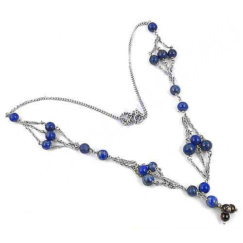 Silver Lapis Lazuli Necklace for Women | Beaded Jewelry