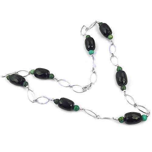Silver Beaded Onyx Necklace for Women | Daily Wear Jewelry