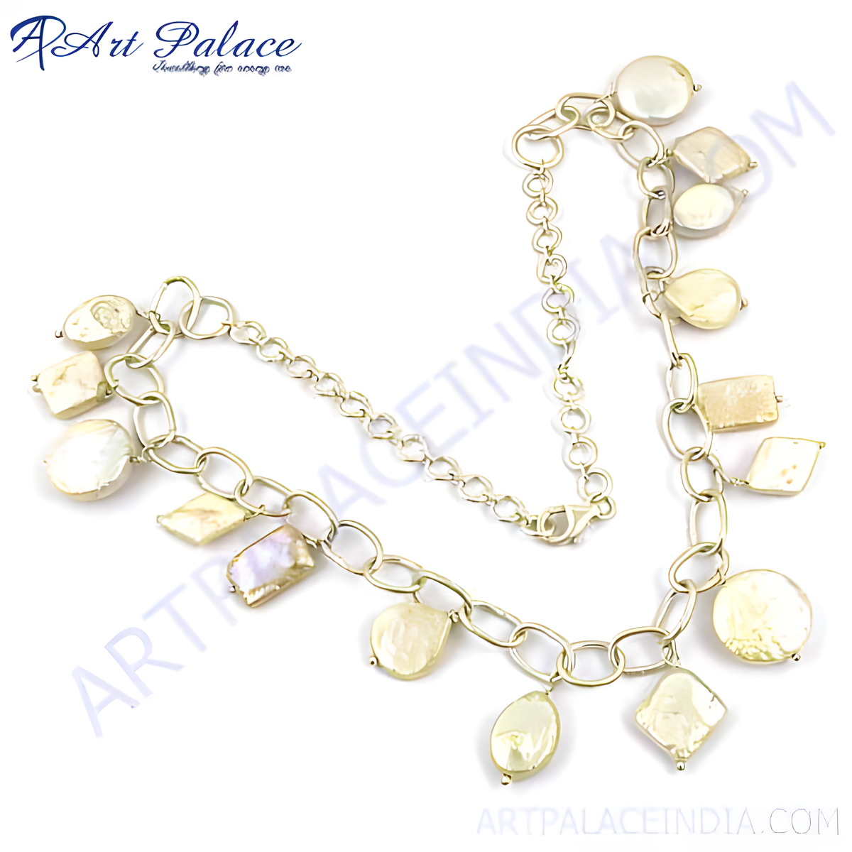 Sterling silver necklace with pearl charms