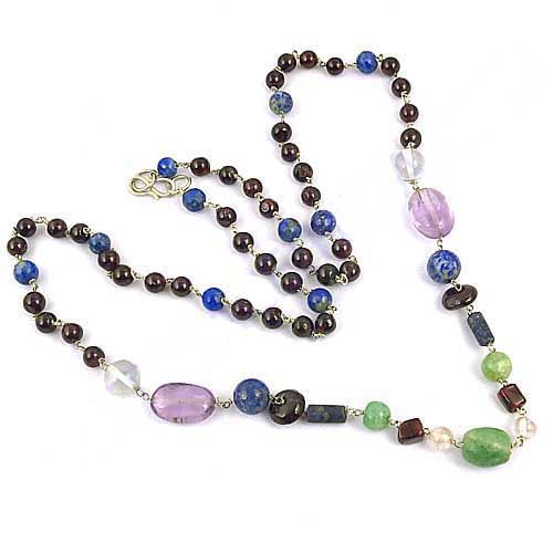 Gemstone Beaded Necklace | Semi-Precious Stone Jewelry for Women