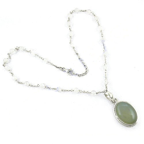 925 Silver Green Gemstone Pendant Necklace for Women
