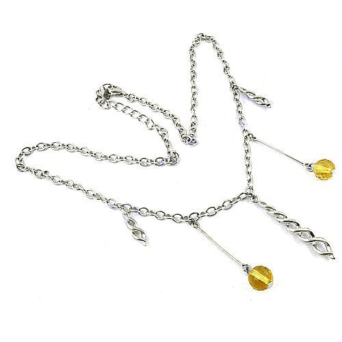 Silver Anklet with Yellow Gemstone Beads for Women | Fashion Jewelry