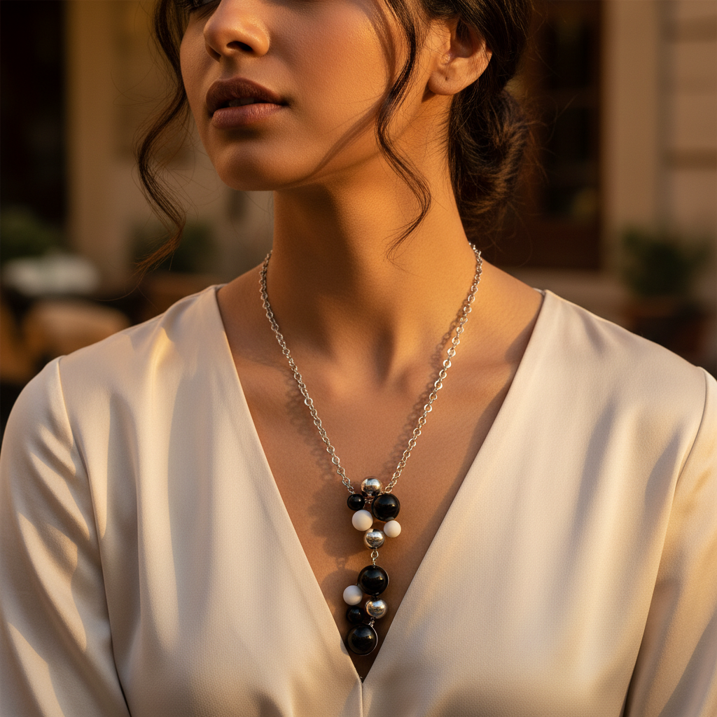 Silver Bead Pendant Necklace for Women | Fashion Jewelry