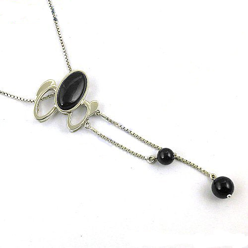 Silver Onyx Pendant Necklace for Women | Elegant Jewelry Gift