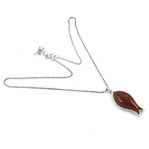 Silver Fish Pendant Necklace for Women | Gemstone Jewelry