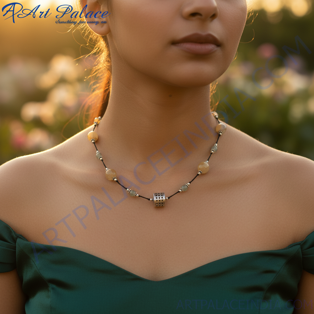 Beaded stone necklace for women | daily wear necklace