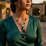 Load image into Gallery viewer, Silver Black &amp; White Bead Necklace for Women | Fashion Jewelry
