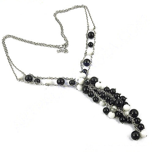 Silver Black & White Bead Necklace for Women | Fashion Jewelry