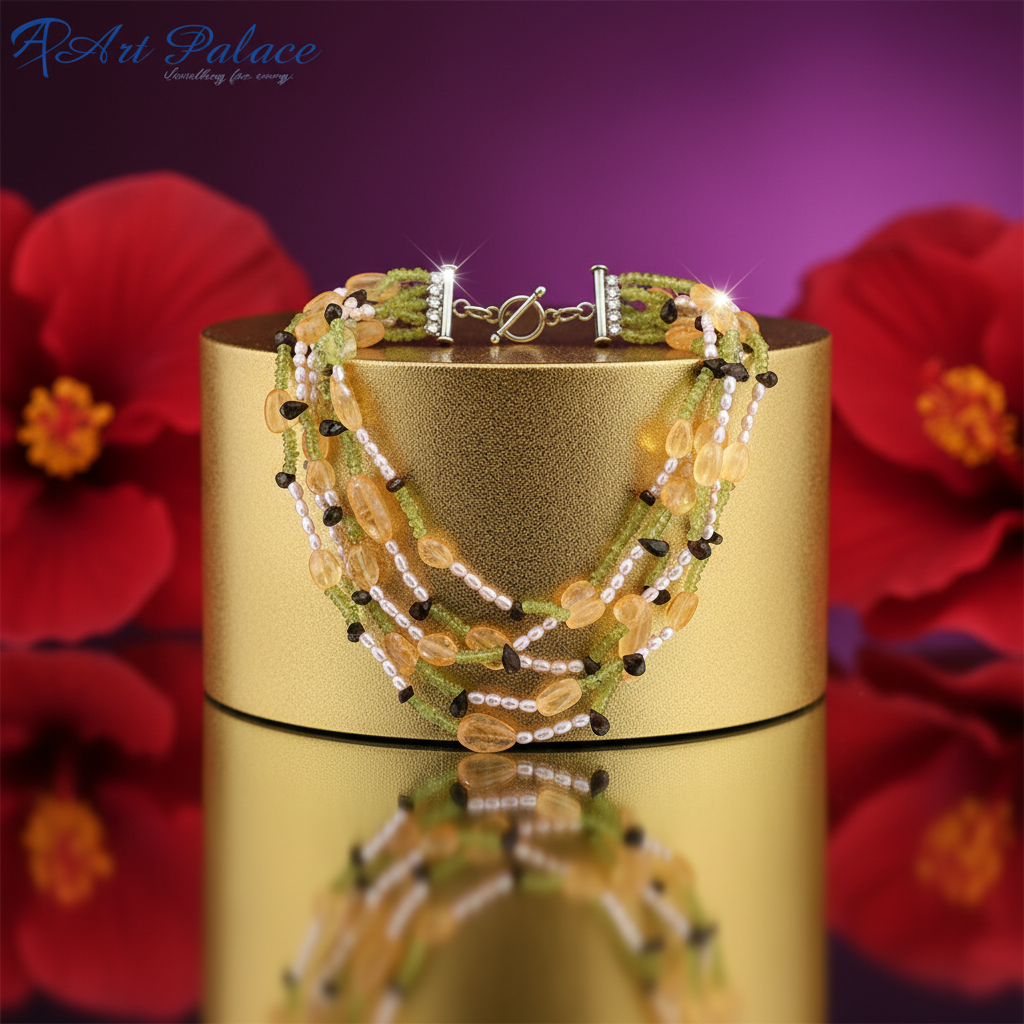 Multi strand gemstone necklace for women | statement jewelry