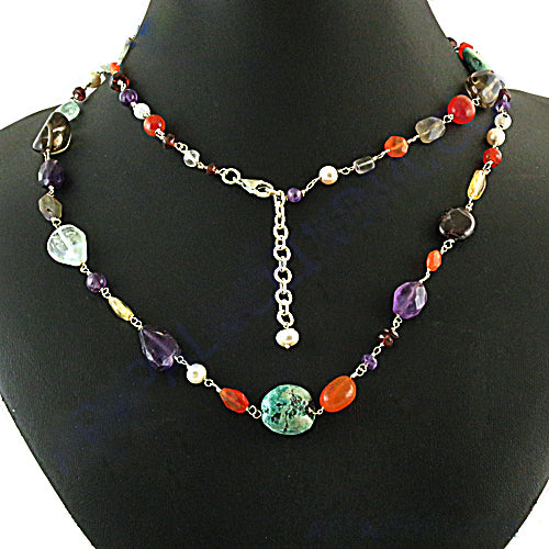 Gemstone Beaded Necklace | Colorful Semi-Precious Stone Necklace