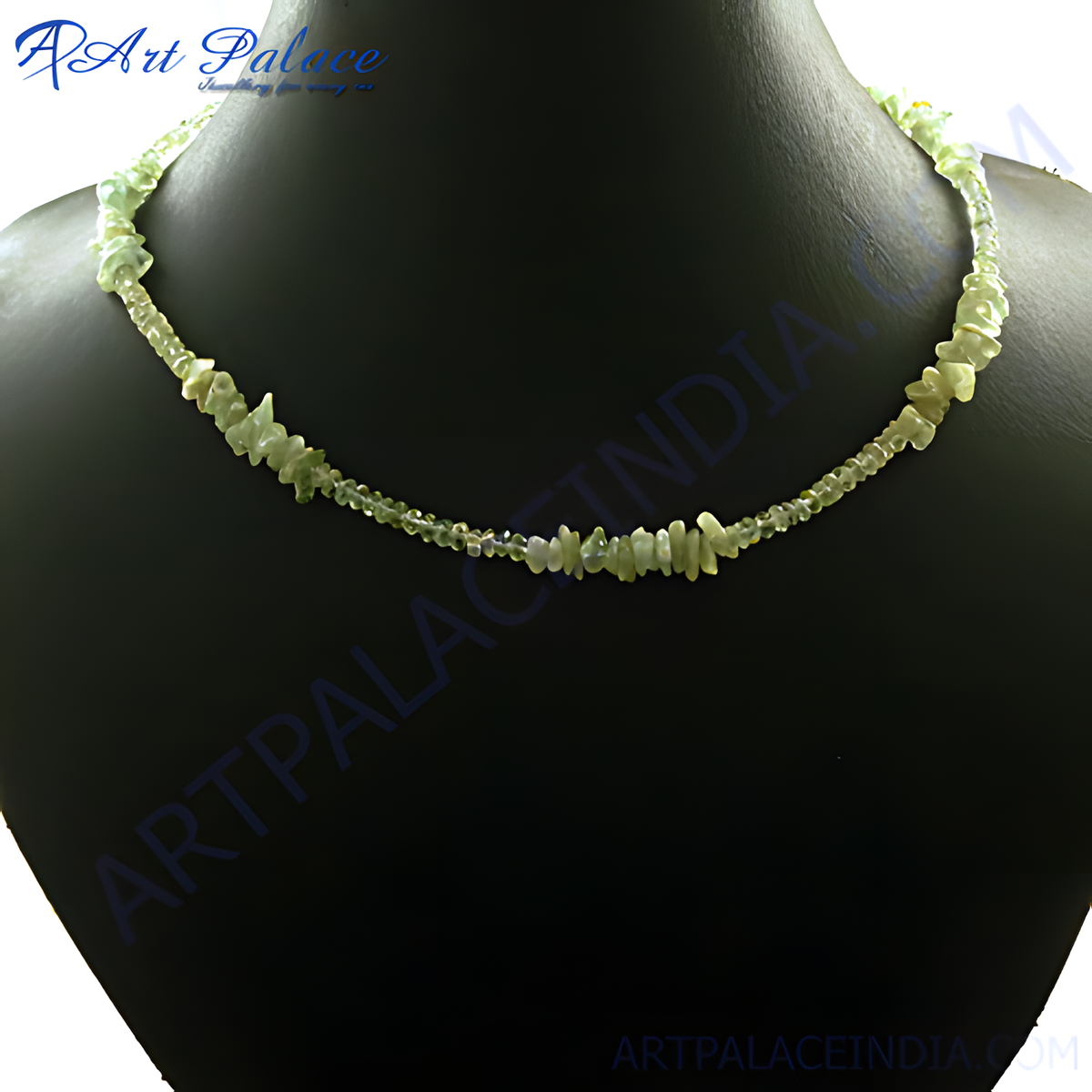 Green peridot chip necklace, a delicate gemstone necklace for women, green color