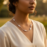 Load image into Gallery viewer, Silver Beaded Necklace for Women | White Stone Jewelry Gift
