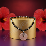 Load image into Gallery viewer, Black Onyx Bead Necklace with Pink Gemstone Pendant | For Women
