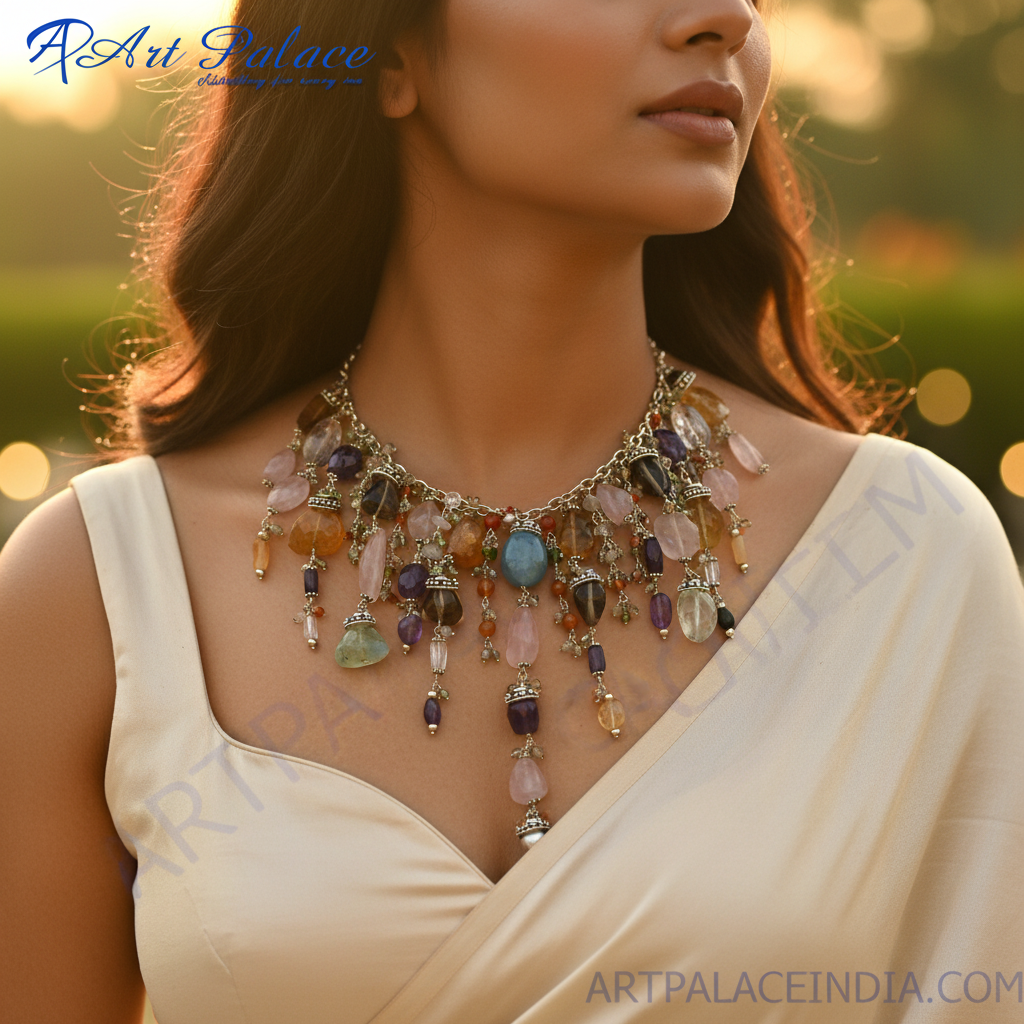 Gemstone Beaded Necklace | Artisan Jewelry | For Women
