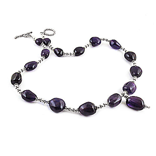Amethyst Bead Necklace | 925 Silver Chain Necklace for Women