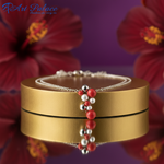 Load image into Gallery viewer, Silver Red Coral Bead Necklace | Layered Design for Women
