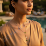 Load image into Gallery viewer, Silver Peridot Beaded Y-Necklace for Women | Daily Wear
