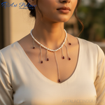 Load image into Gallery viewer, Pearl &amp; Garnet Drop Necklace | Sterling Silver | Women&#39;s Jewelry
