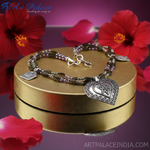 Load image into Gallery viewer, Silver Beaded Necklace with Heart Pendant | Gemstone Jewelry
