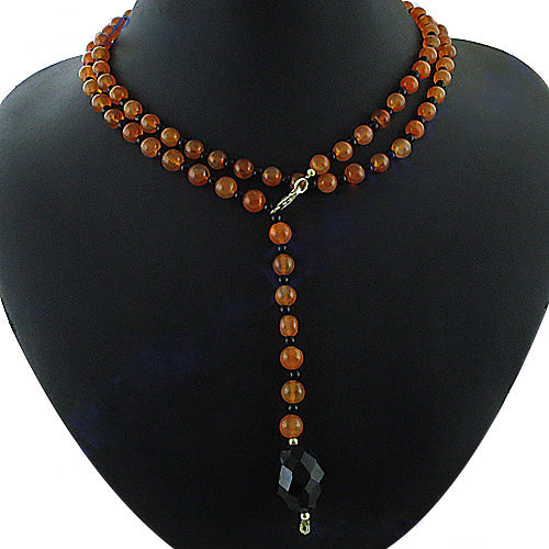 Carnelian Bead Lariat Necklace | Women's Gemstone Jewelry