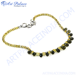 Load image into Gallery viewer, Gemstone beaded anklet in yellow and black, featuring teardrop-shaped gemstones, perfect for daily wear.
