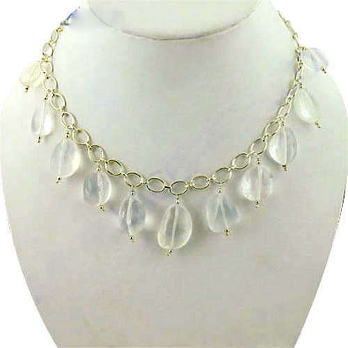 Silver Moonstone Dangle Necklace | Women's Jewelry | Gift